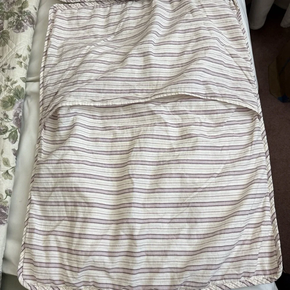Vtg Cottagecore Quilt Full Queen Floral Shams Rose Reversible Striped Bedspread